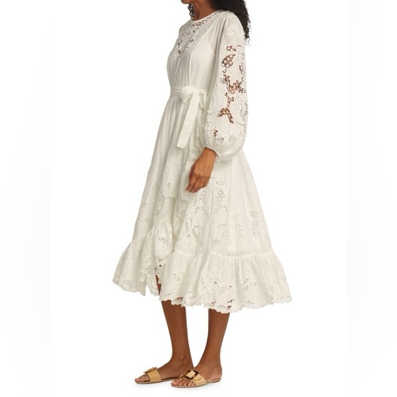 ZIMMERMANN Lulu Scalloped Frill Lace Pattern Long Dress Size S/Zimmerman Size 1 - Picture 3 of 9